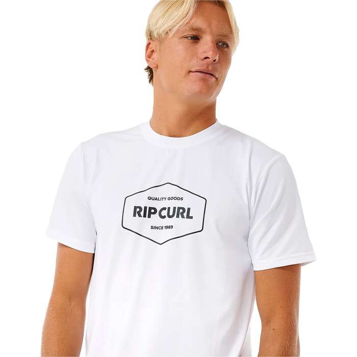 2024 Rip Curl Hombres Grapadora UPF Chaleco De Lycra De Manga Corta 14UMRV - White